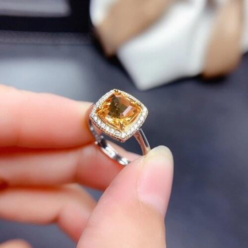 8mm 2ct VVS Grade Natural Citrine Ring for Daily Wear 925 Silver Citrine Jewelry Fashion Crystal Silver Ring