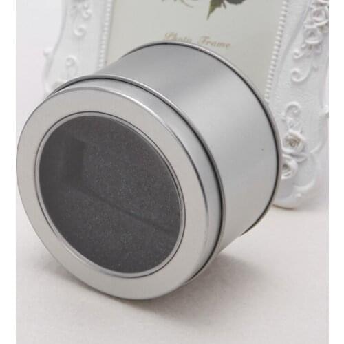 Round Metal Jewelry Wrist Watch Display Box Storage Organizer Case With Cushion L93F