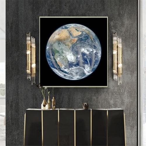 Square Earth Paintings Wall Art Home Decoration Universe Mar Moon Planet Poster Living Room Bedroom Space Decor Pictures