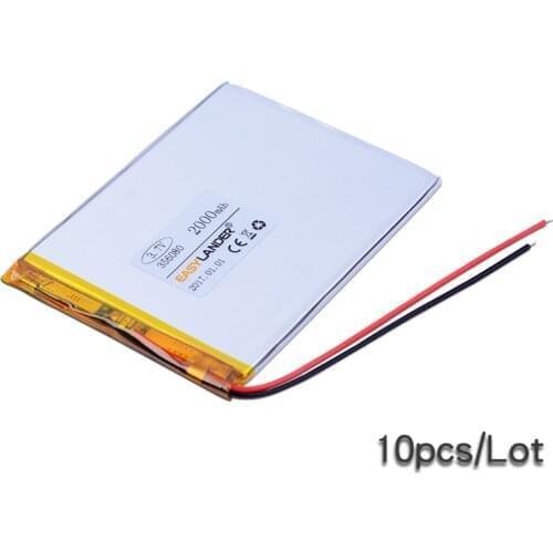10Pcs 3.7V 2000mAh Polymer Li-ion Battery For Bluetooth Notebook Tablet PC iPAQ E-Book Power Bank Portable DVD Consumer 356080
