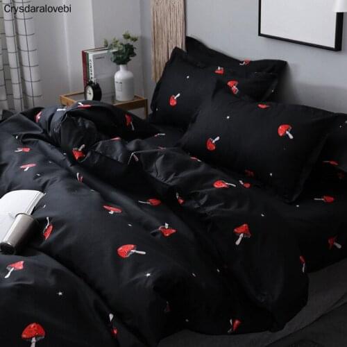 Cute Red Mushroom Pattern Bedding Sets 3/4pcs Super Soft Bed Linings Duvet Cover Bed Sheet Pillowcases Cover Set Queen King Size
