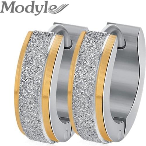 Modyle Silver Color&Gold-Color Punk Rock Stainless Steel Small Hoop Earrings for Women Wedding Party Jewelry