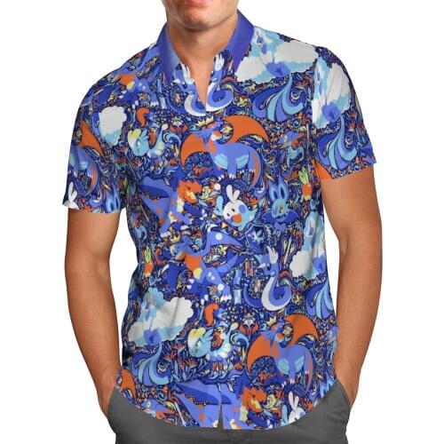 Purple Anime 3D Beach Hawaiian 2021 Summer Mens Shirt Short Sleeve Shirt Streetwear Oversized 5XL Camisa Social Chemise Homme-1