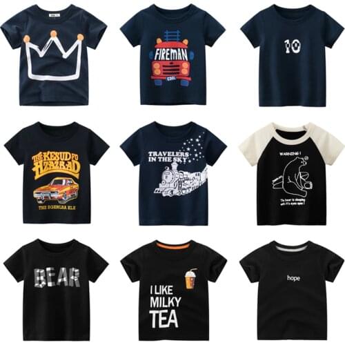 2021 New Summer Boy Cartoon Printing Tshirt Cotton Children T Shirt Child Toddler Short Sleeve Baby Girl Clothes Kid Costumes