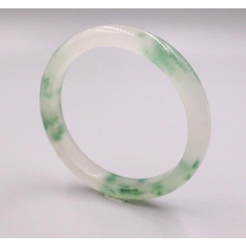 New Grade A Jadeite Bracelrt Width 10mm Dark Green Spot White Delicate Smooth Bangle Diameter 60mm