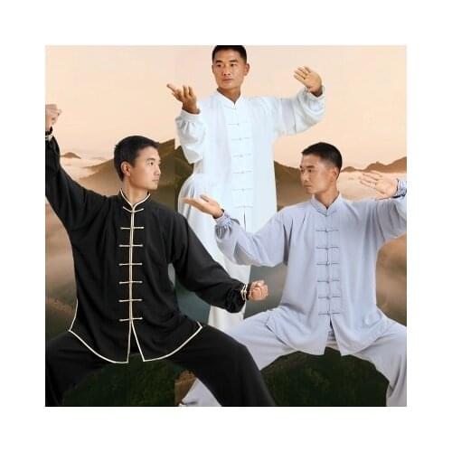 New Arrival Kung Fu Uniform Men Long Sleeve Taiji Clothing Wushu Taekwondo Suit Men Martial Arts Cloth Tai Chi Sets Clothes 90