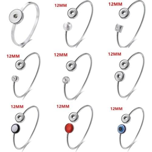 New Stainless Steel Bracelet Snap Button Bracelet Bangle for Women Fit 12mm or 18mm Snap Buttons Interchangeable Charm Jewelry