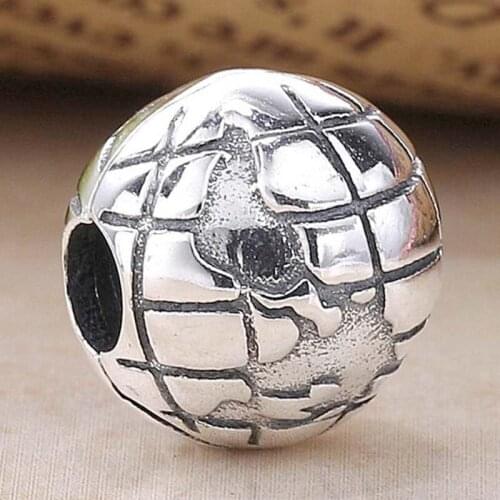 Original Vintage Globe Clip Lock Stopper Beads Fit 925 Sterling Silver Bead Charm Bracelet Bangle Diy Jewelry