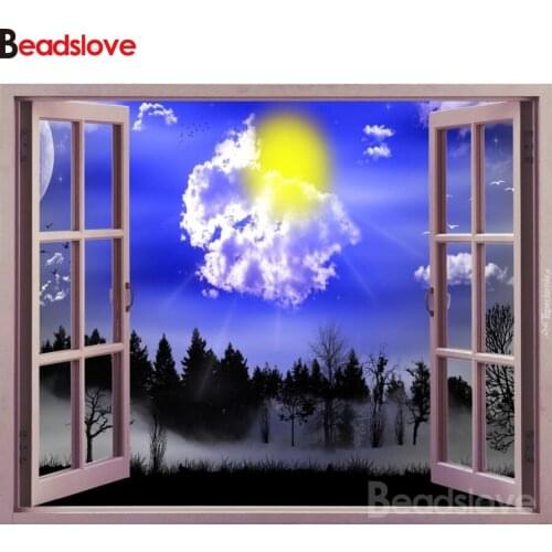 5D DIY Diamond Painting Halloween Night Window Scenery Cross Stitch Diamond Embroidery Classical style hobby gift decoration