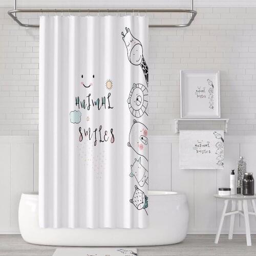 Custom Shower Curtain Bathroom Curtain Partition + Hooks 1.2/1.5/1.8/2x1.8m 1.5x2m 1.8x2m 2x2m 2.4x2m Deer Lion Animal White ins