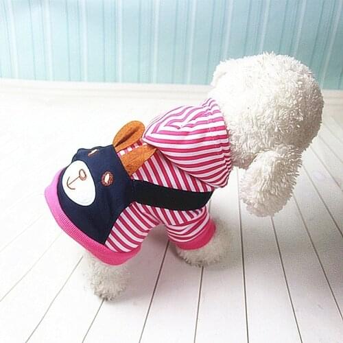 PUOUPUOU Print Striped Pet Dog Clothes Cute Dogs Coat Hoodie Sweatshirt Winter Warm Dog Clothes Cartoon Pets Clothing XS-XXL