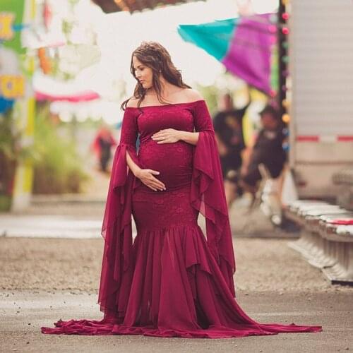 Maternity Photography Props Dresses For Pregnant Women Clothes Lace Long Maternity Dresses For Photo Shoot Pregnancy Dresses