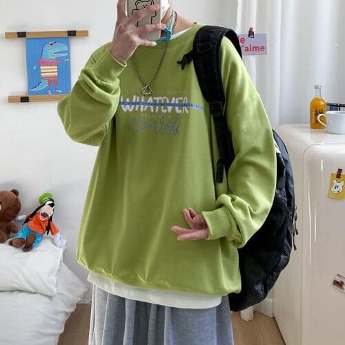 Printed Letter Sweatshirt for Mens Long Sleeve Tops Loose Casual Sports Round Neck Outerwear Male Streetwear Spring Autumn S-5XL