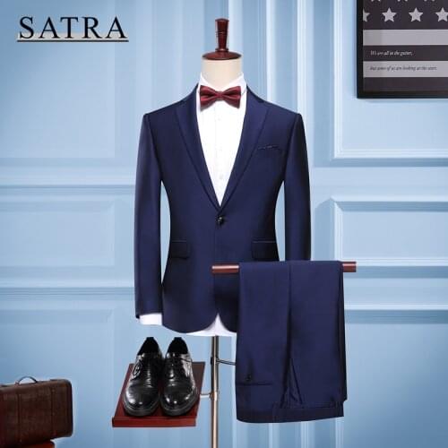 SATRA 2021 New Arrival Upscale Three-piece Male Fit Business Suits , Mens Fashion Boutique Slim Groom Best Wedding Suits