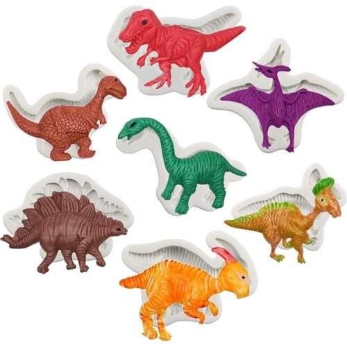 Cartoon Dinosaur Silicone Mold DIY Jewelry Ornaments Birthday Party Cake Decoration Clay Fondant Chocolate Mold