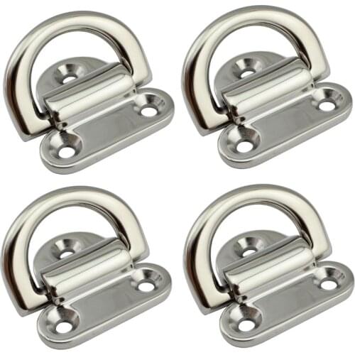 6mm Folding Deck Pad Eyes lashing d ring Tie Down Point Anchor Fixing Cleat Plate Mirror Polish Marine Grade 316 Stainless Steel