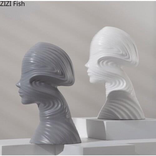 Modern Abstract Bust Character Head Sculpture Wine Counter Top Decoration Modern Irregular Character Statue Gift Home Decoration
