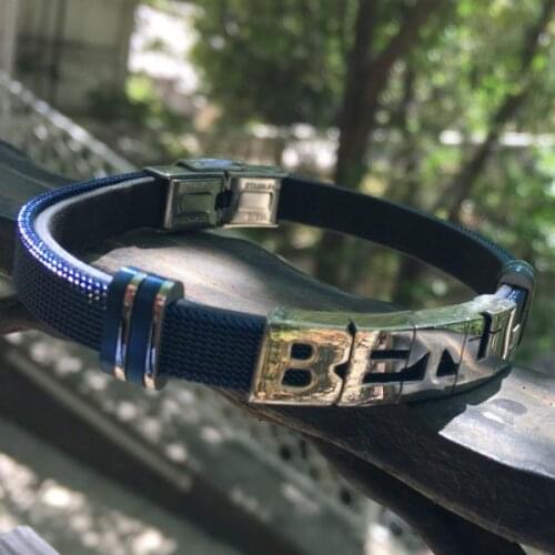 Special Design Name Bracelet - Blue Straw Silver Font