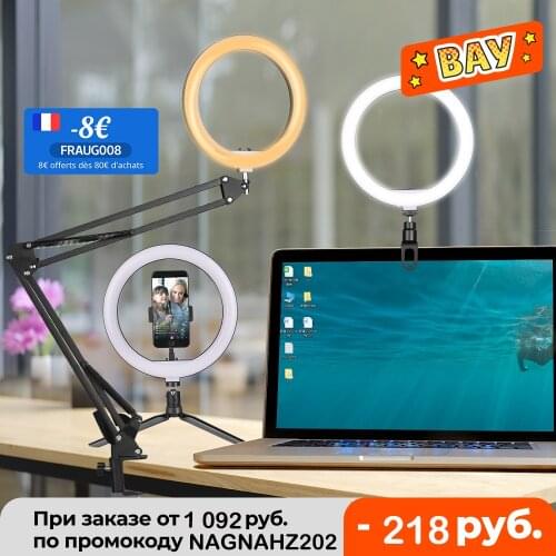 LED Ring Light with Desktop Tripod Stand Computer Video RingLight Fill Round Lamp for Tiktok Youtube Selfie Ring Fill Light Para