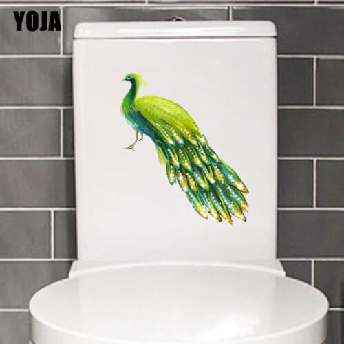 YOJA 21X19.1CM Beautiful Peacock Toilet Decal Living Room Home Decor Wall Sticker Modern Animal T3-1187