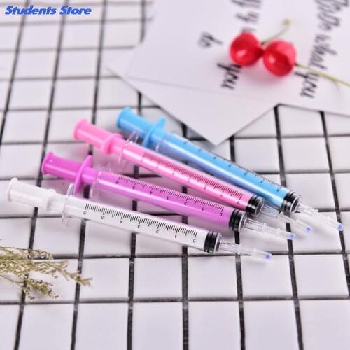 1PCS 38mm Creative Novelty Syringe Pen Syringe Peculiar Shape Cute Stationery Ballpoint Pen Bullet Automatic Ballpen