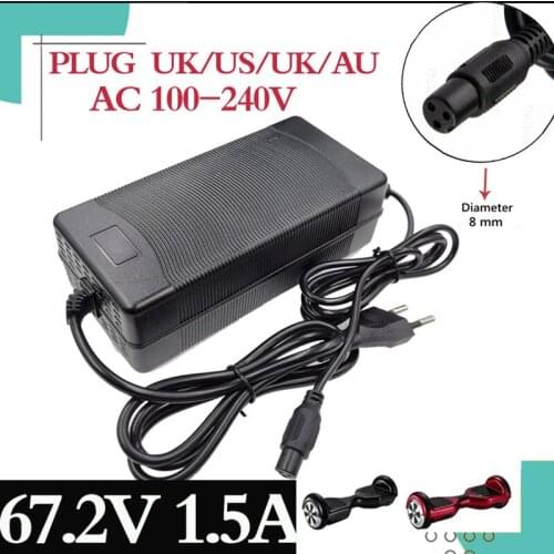 1PCS lowest price 67.2V 1.5A charger 60V 1.5A power adapter for 60V 16S Lithium Li-ion e bike bicycle electric bike battery