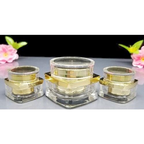 20pcs 5/15g Empty Clear Acrylic Eye Face Cream Jar Gold Mini Trial Cosmetic Facial Essence Packing Sub Bottling Container Bottle