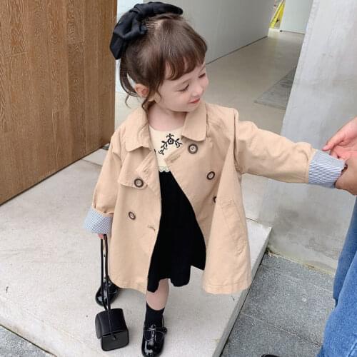 2020 Girls Kids Fashion Trench Coat Jackets Baby Girl Cotton Casual Long Jacket Children Overcoats Clothes 3Colors
