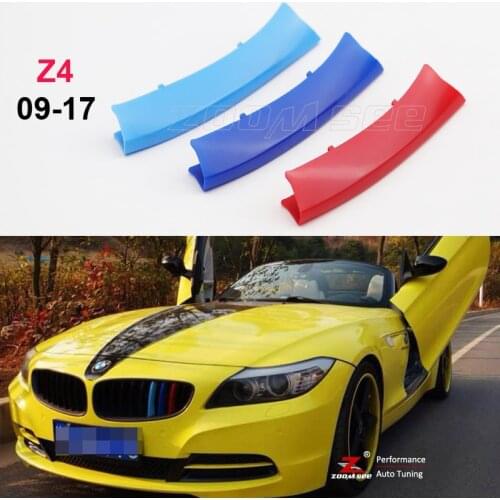 3D M color Front Grille Trim Strips grill stripe Cover motorsport Stickers For 2009-2017 BMW Z4 E89