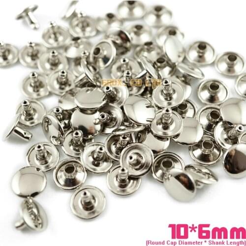 450 set 10*6mm Silver Double Cap Round Rapid Rivet Punk Rock Leathercraft Rivet