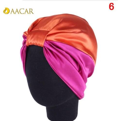 6 Colors Silk Salon Bonnet Women Sleep Shower Cap Elastic Hair Care Bonnet Head wrap Hat