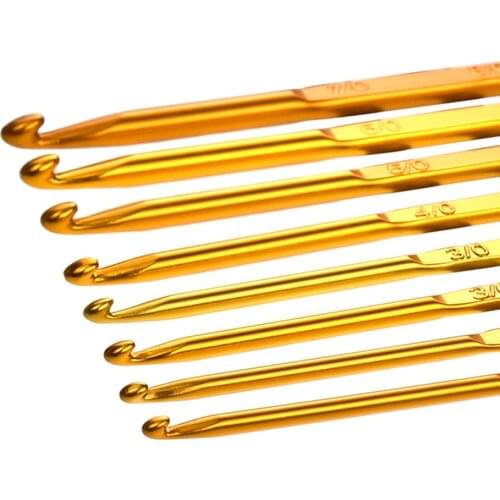 8 Pcs/Set Handle Crochet Hooks Aluminum Alloy Double-End Crochet Knitting Crochet Set DIY Knitting Needle Set Weave Craft