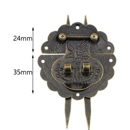 60x60mm Antique Vintage Latch Hasp U Shaped Alloy Decorative Hasp Latch Buckle for Drawer Cabinet Wooden Jewelry Box Case