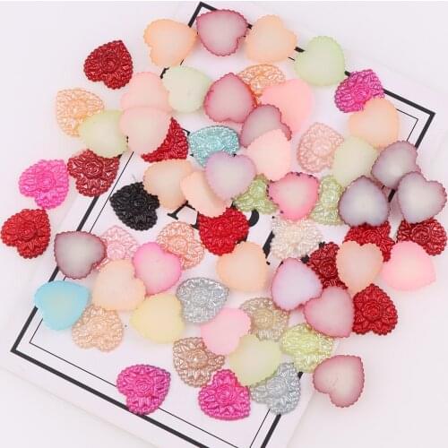 Mix Color 100pc 17*23mm Heart Flat Back Cabochon Imitation Plastic ABS Pearl Beads For DIY Jewelry Handmade Craft Making