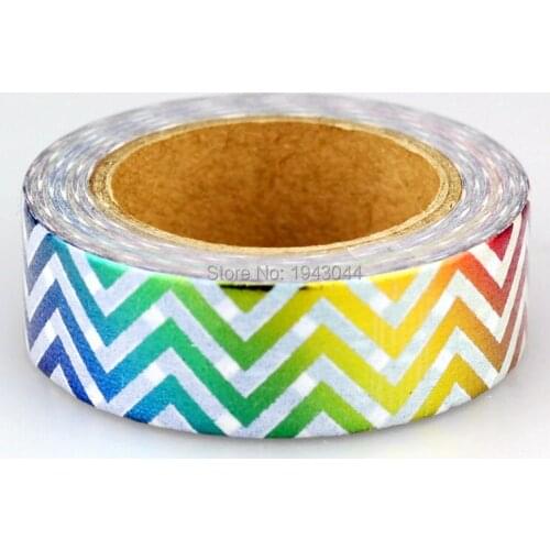 10m Decorative Foil Washi Tape Rainbow Chevron Stripes Heart Kawaii for Scrapbooking Masking Tape Photo Album Adhesive Tapes
