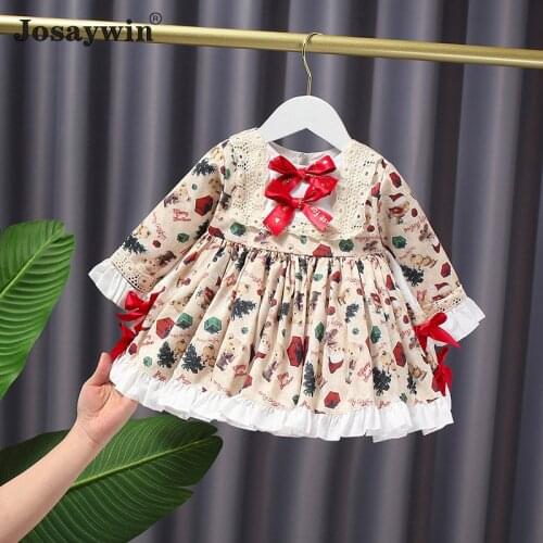 Kids Dress for Girls Baby Party Lolita Style Girls Dress Long Sleeve Print Wedding Dress Girl Student Ball Gown Princess Vestido