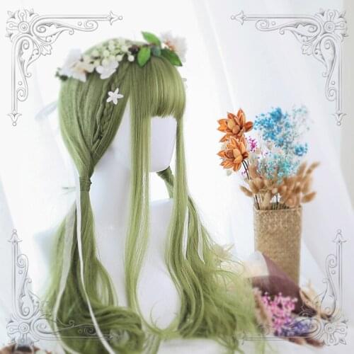 High Quality Lolita Green Lemon Daily Girl 65CM+ Long Wig Cosplay Party