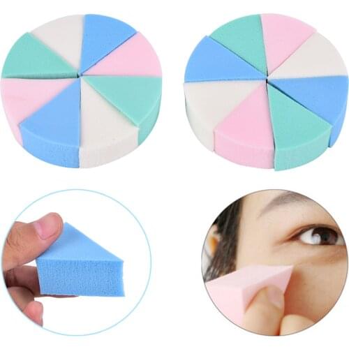 Makeup Sponge 8pcs Triangle Shaped Candy Color Soft Magic Face Cleaning Cosmetic Puff Cleansing Wash Face Makeup Esponja