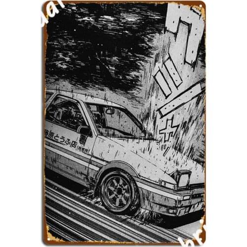 Initial D Ae86 Drifting Metal Sign Mural Painting Cinema Living Room Cinema Funny Tin Sign Poster