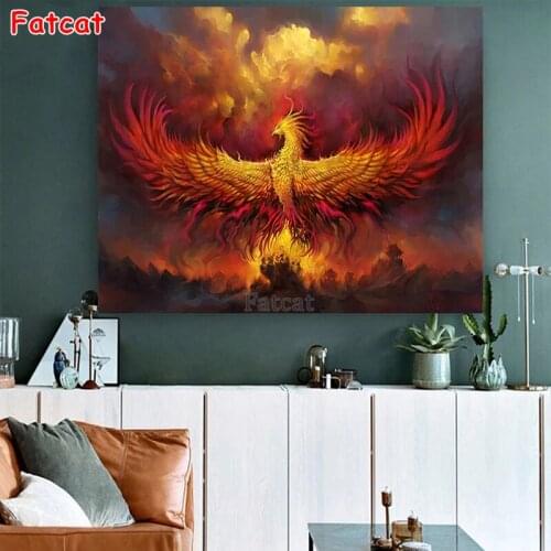 Fire Phoenix Picture Diy diamond painting mosaic Home Decor Full Square Round Drill diamond embroidery Handmade diamond PP1883