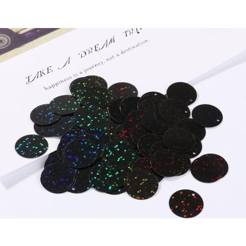 ISequins Laser Black 90Pcs/Lot Dia 20mm Hologram Large Round Loose Sequins Paillettes Sewing Wedding Craft Garment Accessories