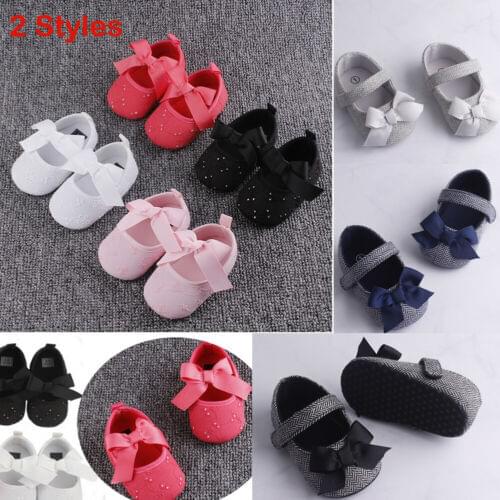 Hot First Walkers Toddler Girl Crib Shoes Newborn Baby Bowknot Soft Sole Prewalker Sneakers AU