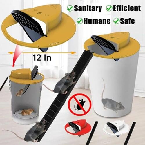 Mice Trap Reusable Smart Flip and Slide Bucket Lid Mouse Rat trap Humane Or Lethal Trap Auto Reset Rat Door Style Multi Catch