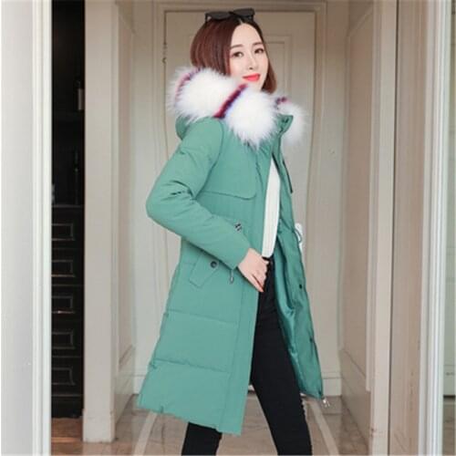 Fashionable womens winter warm hooded cotton winter jacket solid color long-sleeved jacket ladies Womens cotton coat