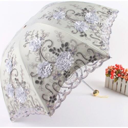 Fashion Embroidered Lace Umbrella Umbrella 30% Off Black Plastic Double UV Umbrella Umbrellas