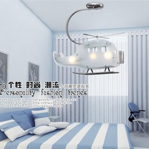 Cartoon creative helicopter ceiling lamp boy bedroom childrens room lamp modern simple aircraft chandelier free shipping