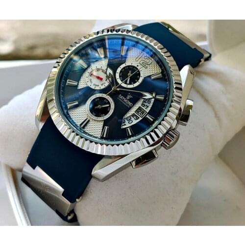 Raymond Swiss Navy Blue Iron Piece Silicone Male Wristwatch Clock Classic Stylish Model Europe America Fashion Watches Swiss Quartz