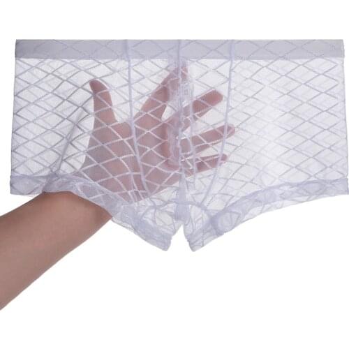 Men Transparent Underwear Sexy Mesh Boxer Briefs Breathable Shorts Trunks Clear Boxer Underpant Male Panties Boxershorts A5
