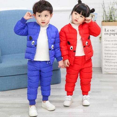 2020 New Childrens Down Jacket Set Autumn and Winter Boys Girls Cartoons Down Liner Baby Down Pants Two Sets1-7 years old