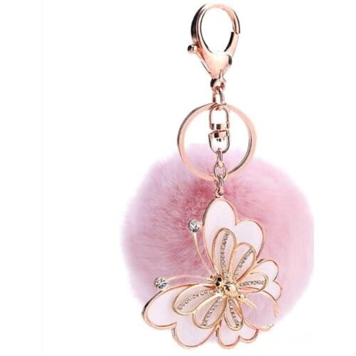 New trend butterfly key chains creative car keychain couple bag key chain Rex rabbit plush ball key ring bag pendant